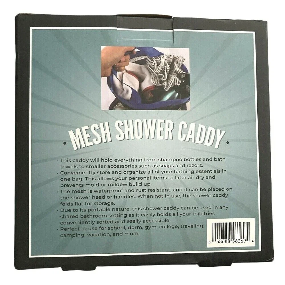 Mesh Shower Caddy 6 Side Pockets Perfect for Collage Dorm Travelers Swimmers Gym